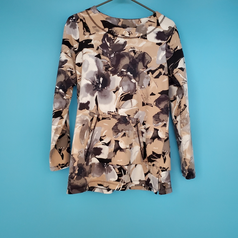 Sport Savvy Top Size XS Floral Long Sleeve Kangaroo Pocket